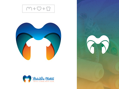 M Logo Design 3d branding colorful logo love m m logo modern shirt