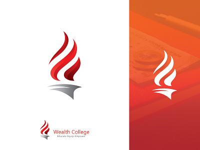 Wealth college logo 3d brand and identity brand identity branding college course education logo logo design modern torch wealth