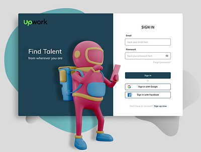 Upwork Sign In Redesign UI 3d design 3d mockups 3d ui dailyui ui ui challenge ux ux design visual design web design