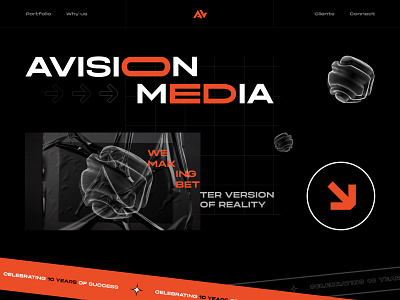 Website for video production - Avision Media design landing page orange portfolio ui ux video production webpage website