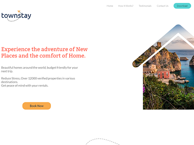 Landing Page for a B&B concept app color design minimal orange ui ux
