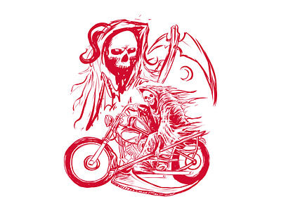 Rough Sketch grim reaper ride the motorbike