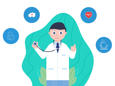 Doctor 2d boy character design flat icon illustration job medical plant profession rebound texture treatment vector