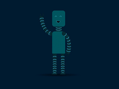 Happy Robot character flat grain illustration light robot vector