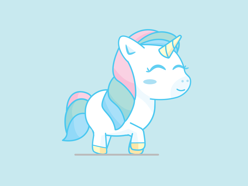 Unicorn 2d animation cute flat gif illustration rebound trot cycle vector