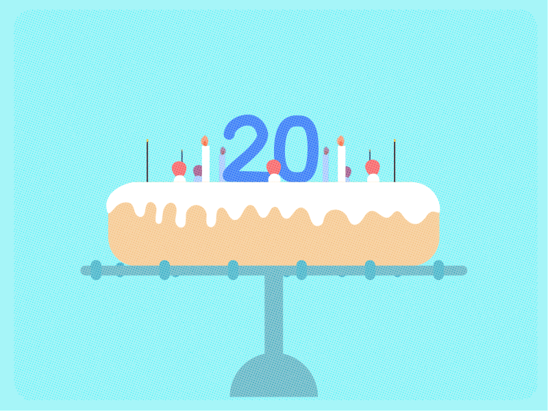 20 Rebounds | F3D 2d 360 animation cake candle cream fake 3d flat full gif halftone illustration loop motion rebound sparkle candle spin texture