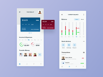 Finance Wallet App Concept app design balance bank cards clean credit card design finance income money product stats ui wallet