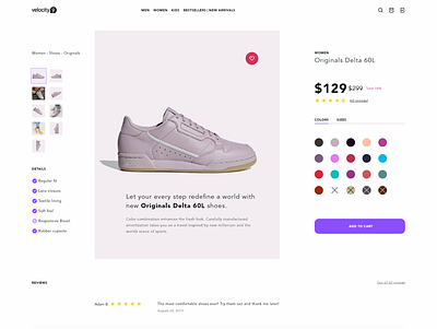 Product Page For An Online Shoe Store add to cart clean design e commerce ecommerce minimal modern online shop online store product product page typography ui ui design ux web design webdesign