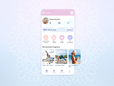 User Profile app challenge design ui user profile yoga app