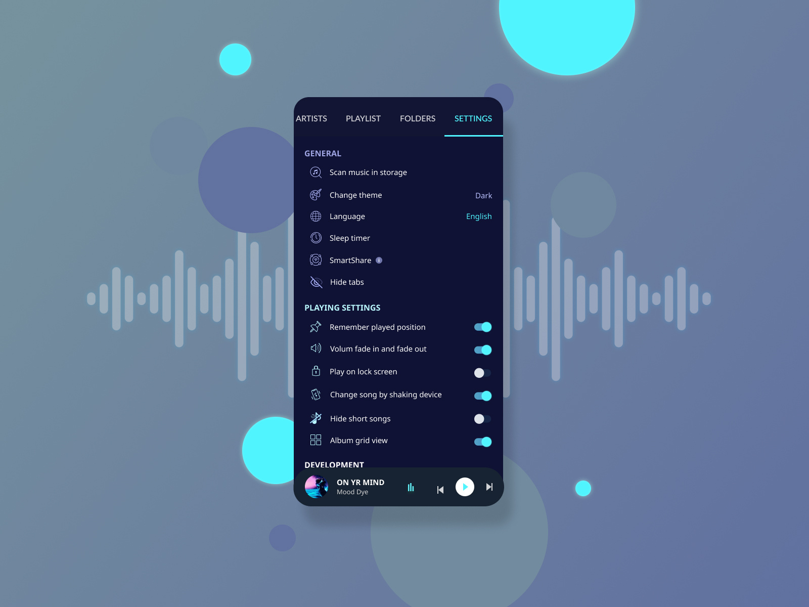 Music player settings by Viktoria Verheles on Dribbble