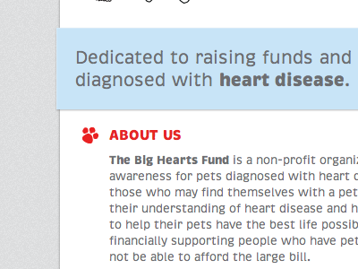 Big Hearts Fund blue css gray noise red typekit