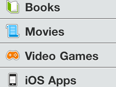 Item Types on the iPhone 4 icons iphone 4 media shelfworthy