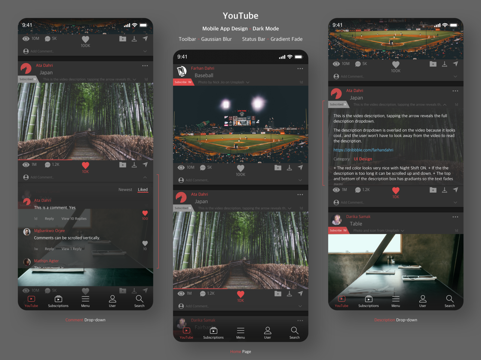 Youtube Mobile App Design Home Page Dark Mode By Ata Farhan Dahri