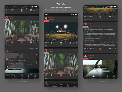 YouTube Mobile App Design - Home Page (Dark Mode) app design mobile ui ux youtube