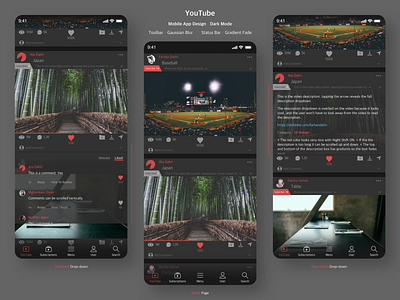 YouTube Mobile App Design - Home Page (Dark Mode)