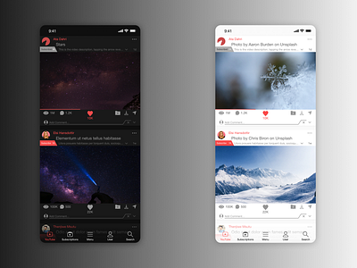 Youtube Mobile App UI - Light & Dark app app design dark design light mobile ui ux youtube