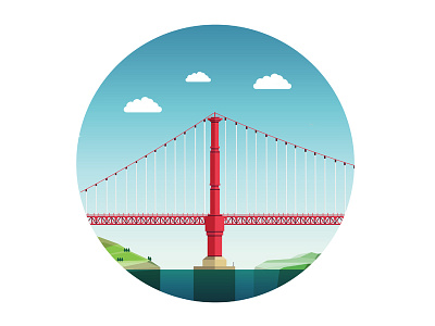 Golden gate bridge bridge colourful fun goldengatebridge graphicdesign illustrator simple vector
