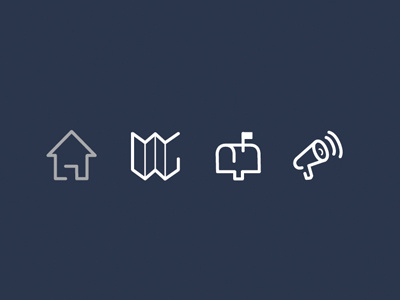 Tumblr Icon Redesigns blue.house icons illustrator letterbox line map megaphone tumblr
