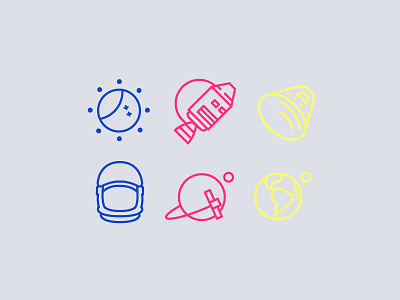 Space Icons blue colourful icons illustration red space spaceship yellow