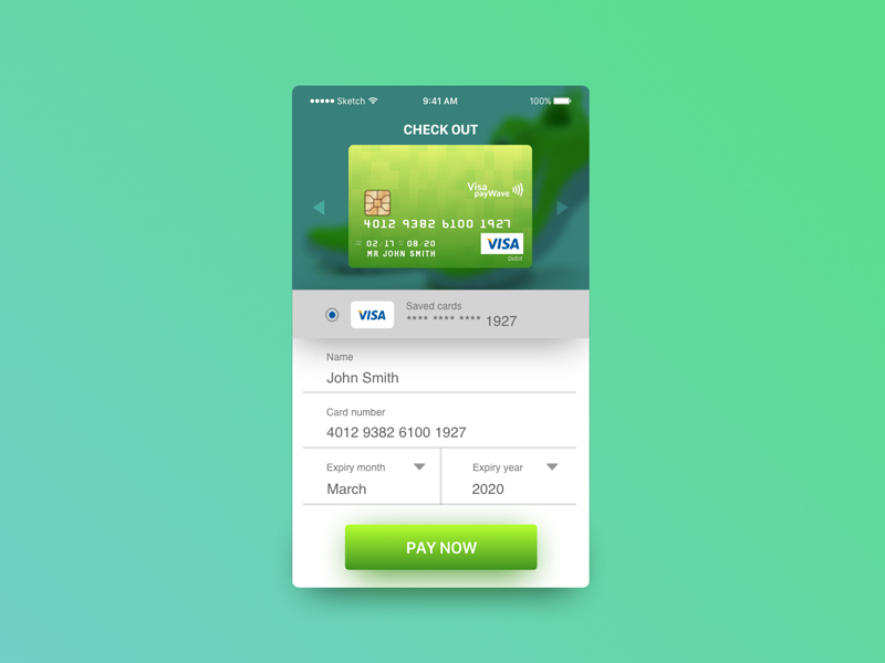 card checkout by Joseph Wells on Dribbble