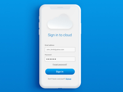 Cloud save login screen cloud concept design ui ux vector