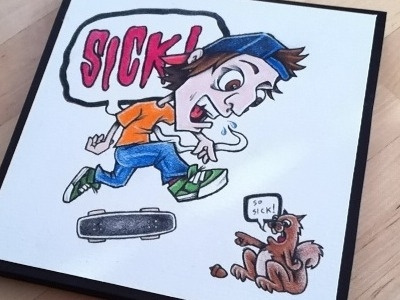 Sick colored pencil illustration skateboarding