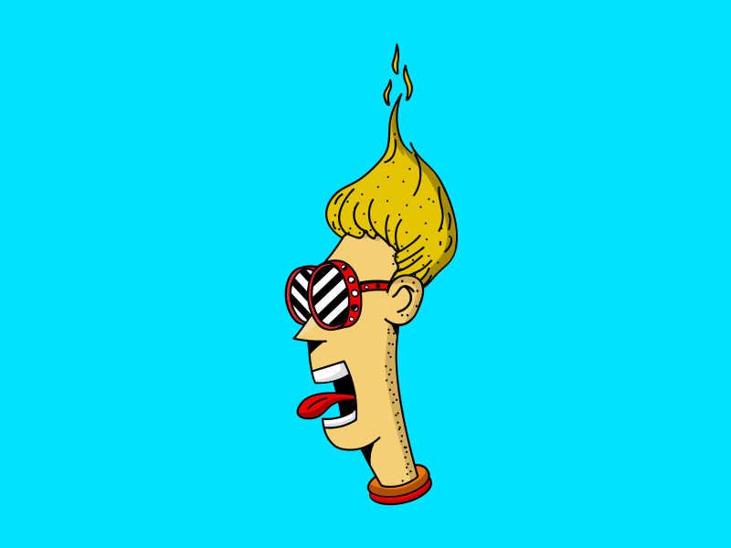Crazy Fire animated gif cartoon crazy fire gif glasses illustration