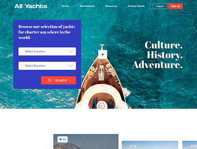 Yacht Marketing Landing Page ui ux