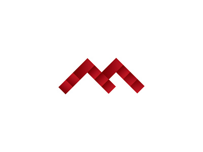 Logo design for a company. dawn icon logo m mountain red symbol