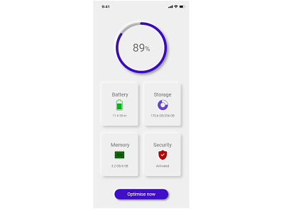 Neumorph / Skeuomorph Device manager (light mode) app battery design device manager light mode memory neumorphism trending ui ux