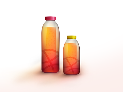 Drink Dribbble art bottle glass graphic icon pink plastic yellow
