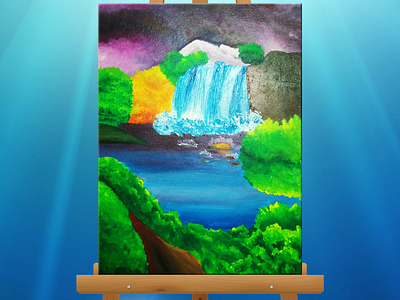 Waterfall Canvas 2d acrylic painting art artwork canvas canvas painting creative design illustration painting