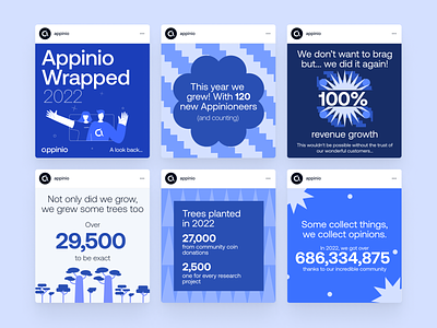 That's a wrap! 2022 at Appinio 2022 2023 blue branded branding design figma illustration instagram marketing socials wrapped