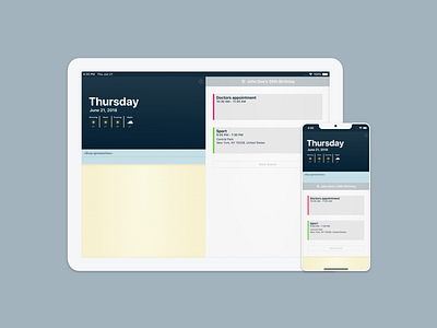Heute app calendar design events interface ios ipad iphone notes reminders ui weather