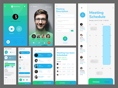 TeamTime - Video Meeting Schedule App - UI Visual Design interaction design interface design meeting app ui design video call