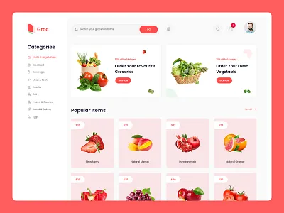 Grocery Shop Web UI Design delivery eatables ecommerce electronics food delivery fruits grocery market nuts organic psd shopping supermarket template design ui ux vegetables