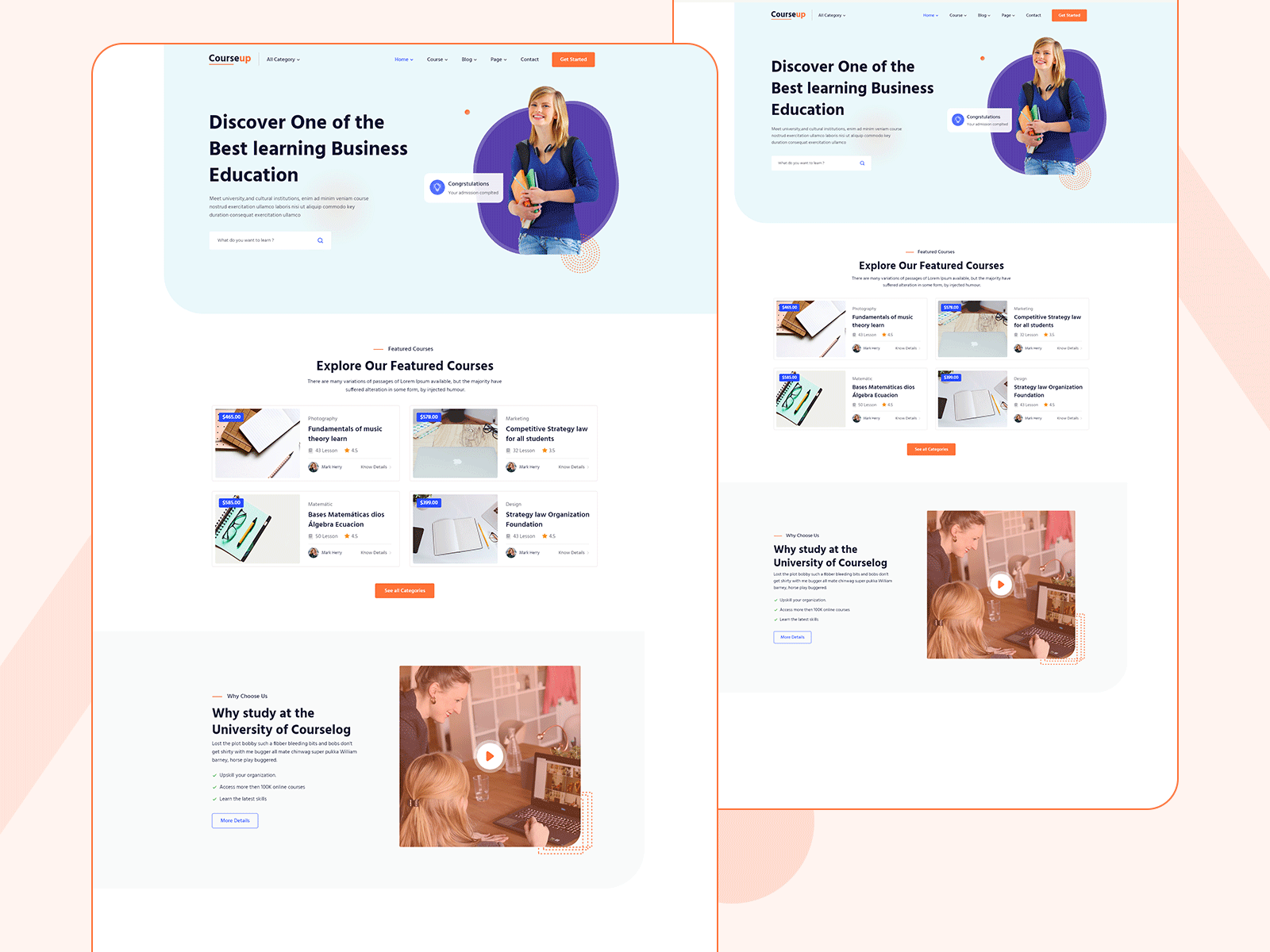 Education Home Concept adobe xd course design education home home concept institute. learning online course school teaching and learning typography ui ui ux website xd