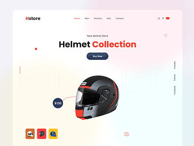 Helmet Store Landing Page design ecommerce fashion store helmet concepet helmet shop helmet store home page typography ui ux website xd