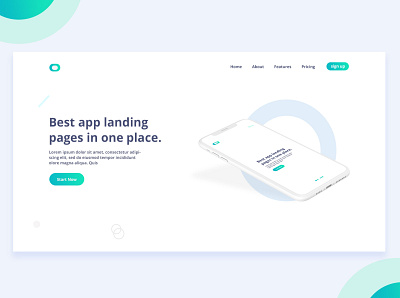 App Landing page Design Concept banner creative illustration photoshop psd template design typography website