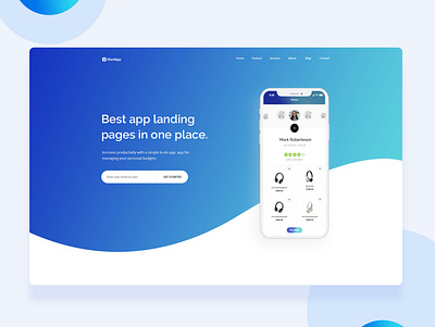 App Landing page banner photoshop psd template design templpatee typography ui ux