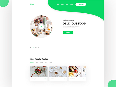 Restaurant home page banner creative design photoshop psd template design templpatee typography ui ux website