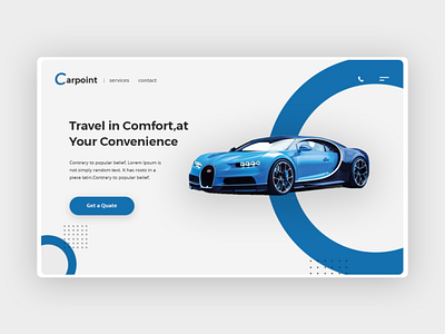 Car shop website banner concept banner creative design landing page photoshop psd template design templpatee typography ui ux website