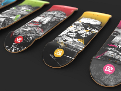 Cirus ReAct skateboard graphics - MA diploma work illustration skateboard skateboarddesign