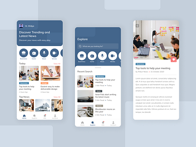News Apps Design Exploration app blue clean ui design ios minimal mobile news app news portal newsfeed ui ui design