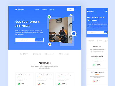 Adagawe - Job Finder Landing Page Design