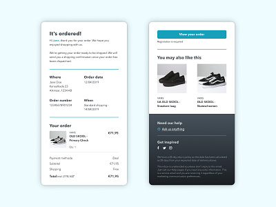 Day 17: Email Receipt 017 blue button challenge clean concept daily dailyui design email figmadesign flat inspiration mobile receipt typography ui ux vector web