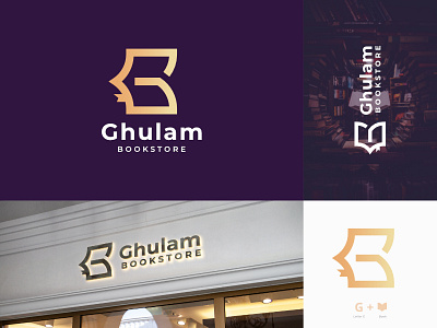 Ghulam Bookstore booklogo bookstore brandidentity branding logo logobook logodesignerindonesia logoelegant logogold logoinspiration logoprocess logoproject logopurple logotokobuku logotype logounique monogram logo