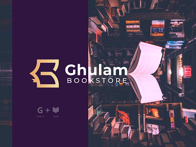 Logo G and Book, Ghulam Book Store book booklogo bookstore bookstore logo branding g logo ghulam logo book logo g logo gold logo gram logo inspiration logo toko buku logodesignerindonesia logotype toko buku