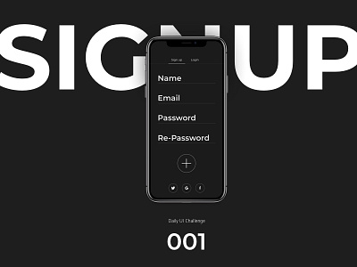 Daily UI Challenge 001 / Sign Up app daily 100 daily challange daily ui daily ui 001 design form form design ios iphone x mobile sign up sign up form ui ux