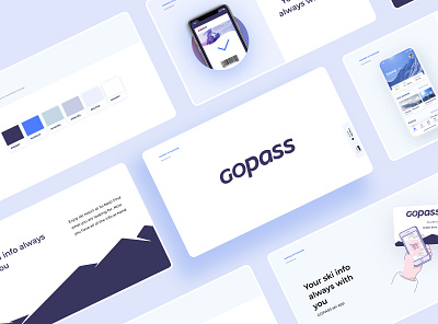 Style guide showcase for GOPASS ski app brand branding design designer logo mobile mobielapp showcase style styleguide ui uidesign work